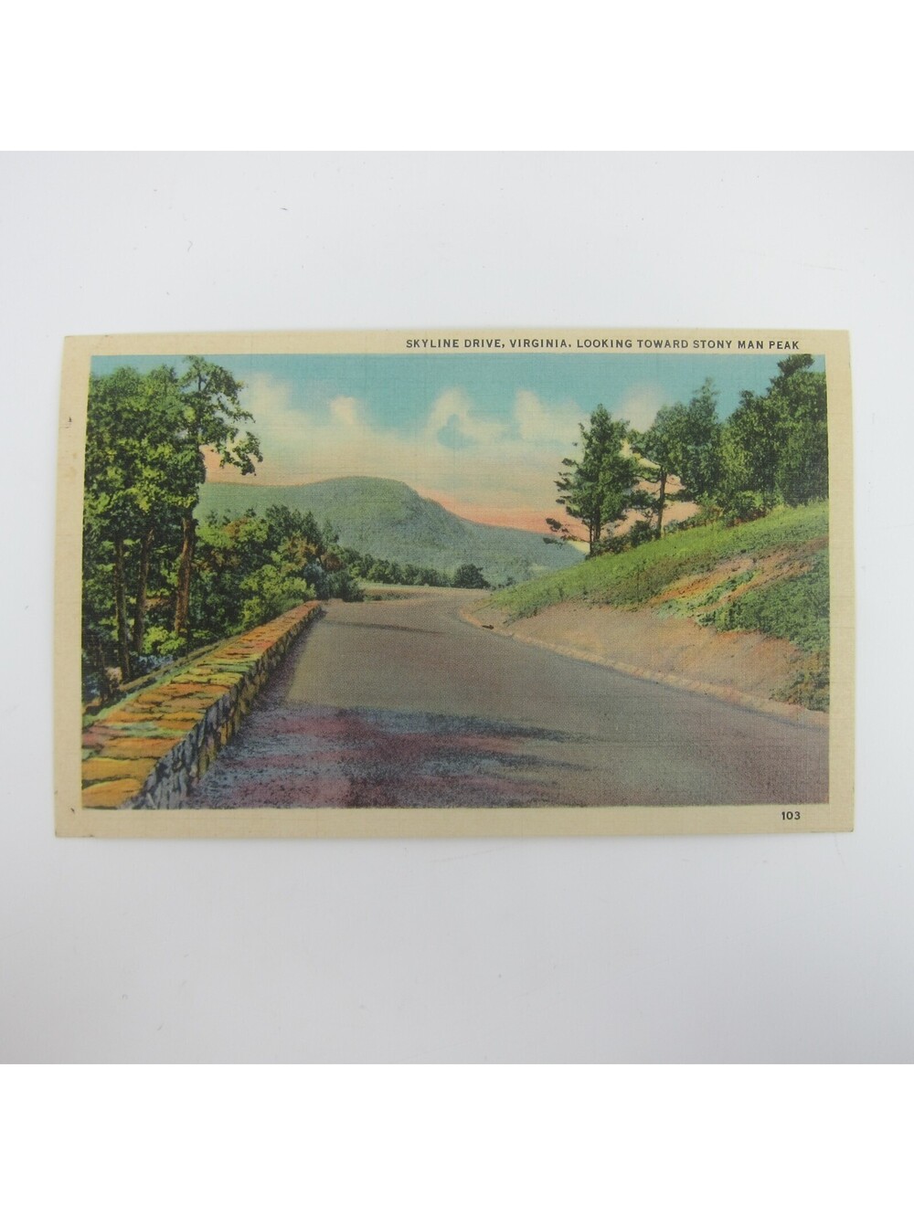 Vintage Linen Postcard Virginia View of Stony Man Peak Shenandoah National Park